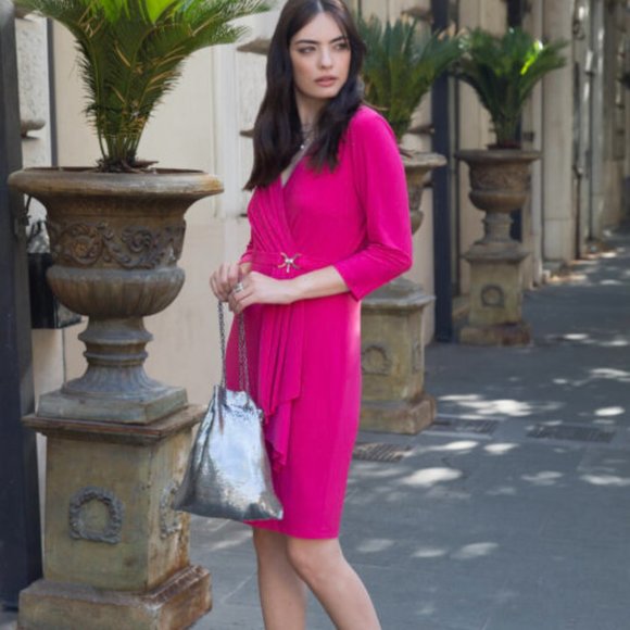 Hot Pink Wrap Dress by FRANK LYMAN